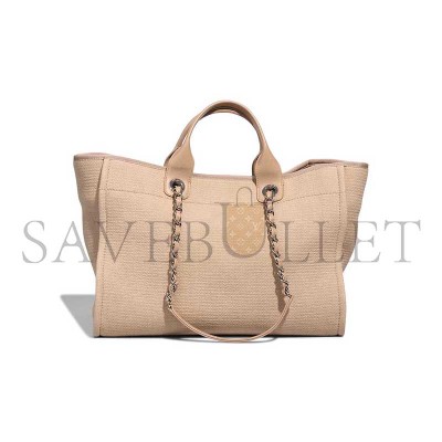 CHANEL DEAUVILLE MEDIUM CANVAS LAMB BEIGE AS4317 (39*30*22cm)